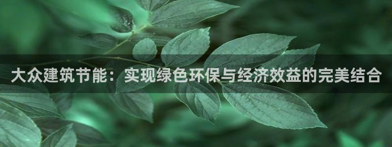 e尊国际官网app：大众建筑节能：实现绿色环保与经济效益的完美结合